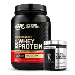 Optimum Nutrition - Proteina Gold Standard Whey 2 LB - Vainilla Ice Cream + Creatina Kevin Levrone 300 G