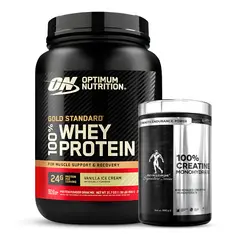 Optimum Nutrition - Proteina Gold Standard Whey 2 LB - Vainilla Ice Cream + Creatina Kevin Levrone 500 G