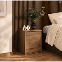 VENTITAS HOME - Velador Nórdico Oliver 2 Cajones Color Bellota