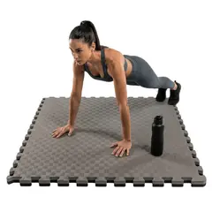 Alpha Gym - Pisos Tatami de Goma EVA Profesional de 2.5cm para Gimnasio de Alto Impacto color Plomo con Negro