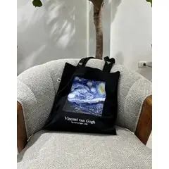 NATTY BAGS - Noche estrellada - Tote Bag negro