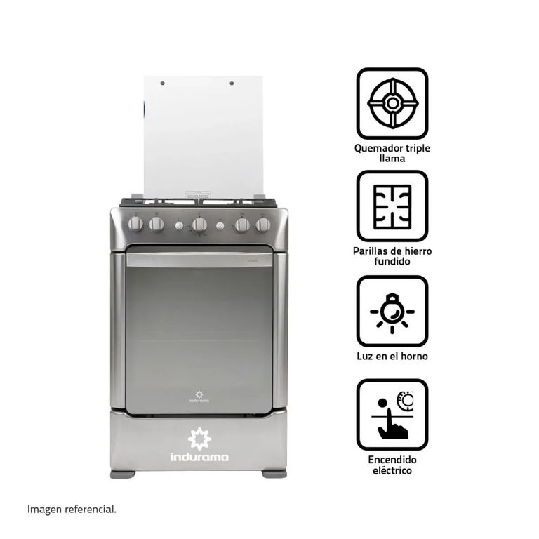 COCINA A GAS 4 QUEMADORES TRIPLE LLAMA GRANADA ZAFIRO CROMA