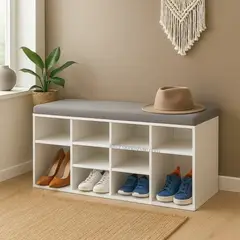 DIBA MUEBLES - Zapatera con Asiento Tapizado Camy 10 Pares