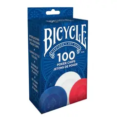 GENERICO - Poker Chips Bicycle 100 Fichas Blanco Azul Rojo