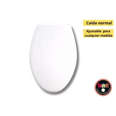 TOALETT - Asiento Tapa Inodoro Elongado Blanco Caída normal