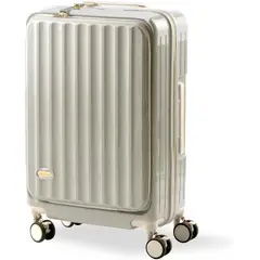 GENERICO - Maleta de Viaje Carry-On de Mano Cabinera Compartimiento Laptop Negro USB Apertura Frontal - Marfil