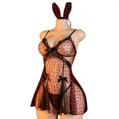 GENERICO - Conjunto De Ropa Interior Sexy De Encaje Transparente de Conejita
