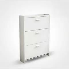 ANYHOGAR - Zapatero De Madera 3 Cajones 43x17x128cm Color Blanco