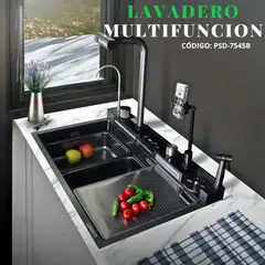 FRATELLI - Lavadero Multifuncional Smart Negro 6 Funciones con Porta Celular
