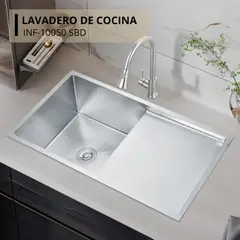 FRATELLI - Lavadero Acero Inoxidable Satinado con Escurridor Lateral Premium
