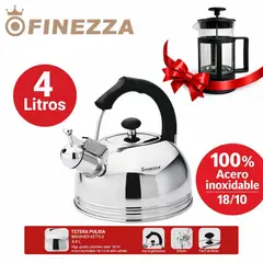 FINEZZA - - TETERA SILVADOR ACERO INOXIDABLE DE 4 LITROS + CAFETERA DE REGALO