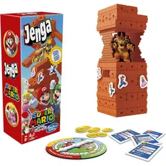 HASBRO GAMES - Jenga: Edición Super Mario Juego de Torre Apilable - Para 2 a 4 jugadores - 8 años+