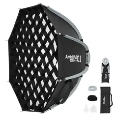 AMBITFUL - Q1 de 45cm con rejilla Mini Bowens Mount Octa Softbox para Yongnuo YN150 Nanlite Forza60
