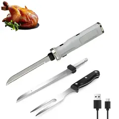 PUREPOWER - Cuchillos eléctricos inalámbricos para cortar carne Recargable para cortar pescado, pan, pavo