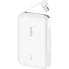 BELKIN - PowerBank 10,000mAh Cargador 20W con Cable USB-C Integrado Blanco - BPB021fqWH