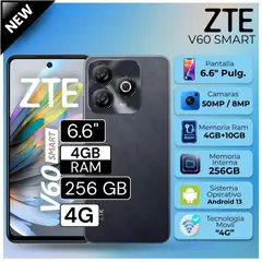 ZTE - Celular Blade V60 Smart 6.6" Pulg. 4GB RAM 256GB Android 13 - Negro