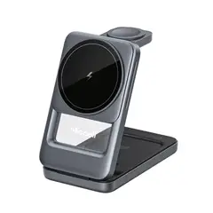 MICCELL - Base de Carga Inalámbrica Magnética 3 en 1 15W para iPhone y Audífonos