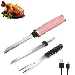 PUREPOWER - Cuchillos eléctricos inalámbricos para cortar carne Recargable para cortar pescado, pan, pavo