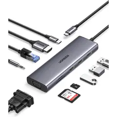 UGREEN - Hub USB-C 10 en 1 HDMI 4K VGA RJ45 Tarjetas SD TF Carga Rapida 100W