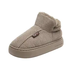 SHANDIAN - Zapatillas Pantuflas Forradas Casual Mujer Marrón