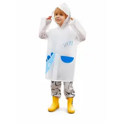 GENERICO - PONCHO IMPERMEABLE PARA NIÑOS MODELO DINO BLANCO