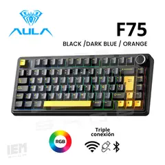 AULA - TECLADO F75 MECANICO RGB WHITE BLACK