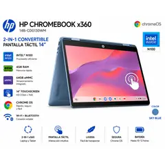 HP - Laptop Chromebook x360 14B-CD0130WM 14″ Touch Intel N100 4GB 64GB eMMC 2-in-1