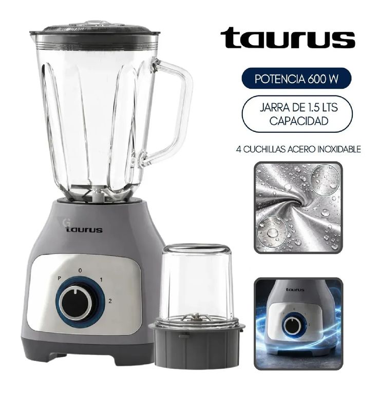 Licuadora Silver Premium 600W 1.5L Gris
