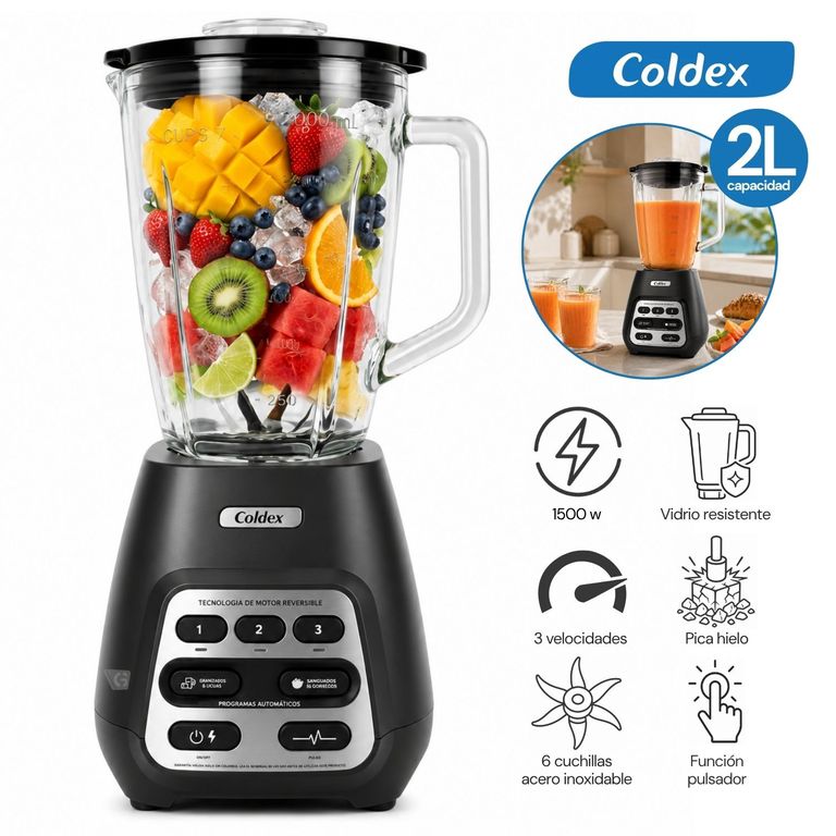 Licuadora Glass Pro 2LT 1500W CX LIC2 1500DR