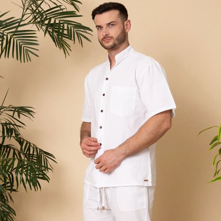 Camisa Blanca Manga Corta Hombre