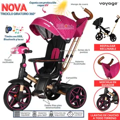 VOYAGE - Triciclo Musical Giratorio 360º para niños NOVA Fucsia