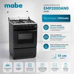 Mabe - Cocina de Piso a Gas Inox EMP2000AN0