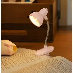 GENERICO - LAMPARA ROSADA INALAMBRICA MULTIUSO DE LECTURA LED LUZ CALIDA-CLIP FLEXIBLE GIRO 360°-INCLUYE PILAS