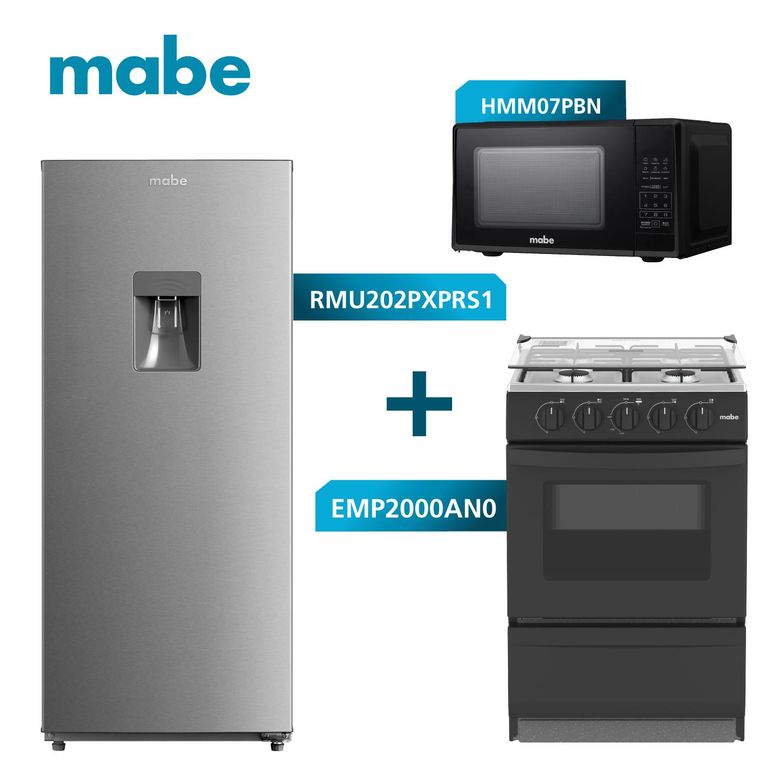 Combo Refrigeradora 187L +Cocina a Gas 51cm +Microondas Mabe