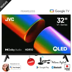 JVC - Televisor 32 QLED HD Google Tv LT-32KM1584 Smart Tv + Antena digital Gratis