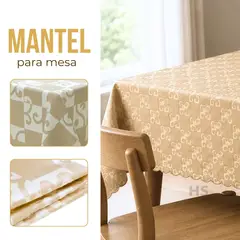 OEM - Mantel Rectangular De Poliéster Beige dorado 140x220 cm Para Mesa Comedor