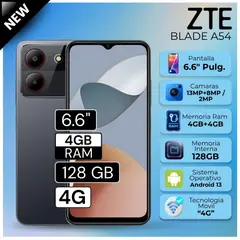 ZTE - Celular Blade A54 6.6" Pulg. 4GB RAM 128GB Android 13 - Gris