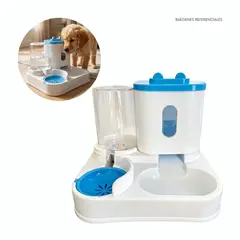 GENERICO - Dispensador de Agua y Comida para Mascotas 2 en 1 - Celeste