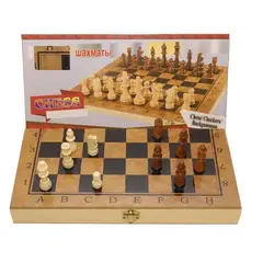 GENERICO - Juego De Ajedrez 3 en 1 Con Fichas y Tablero De Madera De 29 CM