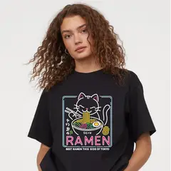 PEACE AND LOVE - Polo Manga Corta Unisex Gato Ramen Peace And Love.