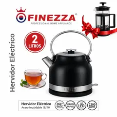 FINEZZA - - HERVIDOR ELECTRICO ACERO INOXIDABLE DE 2 LITROS - 2200W + CAFETERA GRATIS