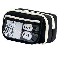 TIOZONEY - Estuche transparente de gran capacidad-Negro
