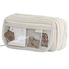 TIOZONEY - Estuche transparente de gran capacidad-Blanco