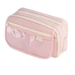 TIOZONEY - Estuche transparente de gran capacidad-Rosa