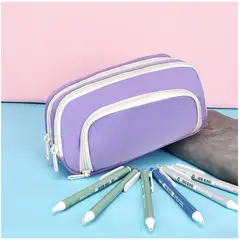 TIOZONEY - Estuche de doble capa y gran capacidad-Morado