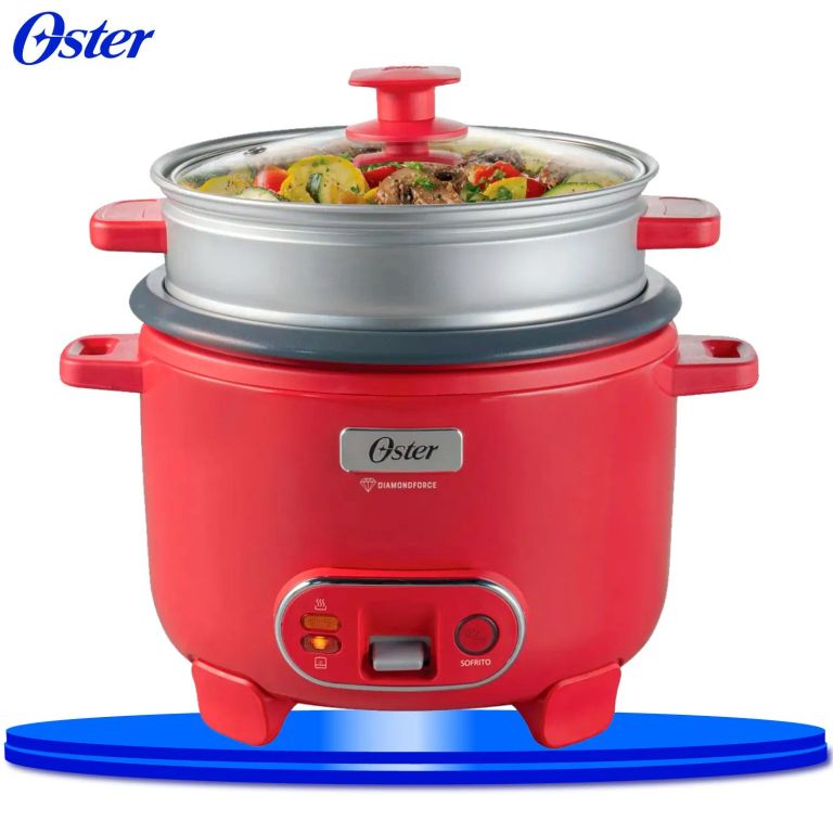 Olla Arrocera 1.8L 3 en 1 Función Sofrito y Vaporera Rojo