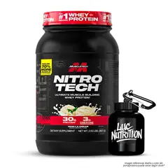 Muscletech - Nitrotech Whey Protein - Proteina Nitrotech Performance 2 LB - Vainilla Cream + Portaproteina