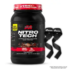 Muscletech - Nitrotech Whey Protein - Proteina Nitrotech Performance 2 LB - Milk Chocolate + Straps