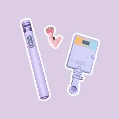 KUZLER - Trípode Iconic Lila 1.70m + Luz LED Lila + Micrófono Rosado