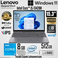 LENOVO - Laptop IdeaPad Slim 3 15IRH10 Intel Core i5-13420H 8GB RAM 512GB SSD 15.3" WUXGA Táctil